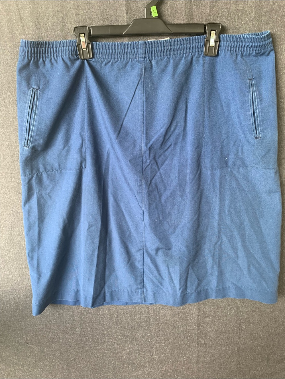 Vintage 80s 90s Koret Blue Drawstring Elastic Waist Skirt Pockets